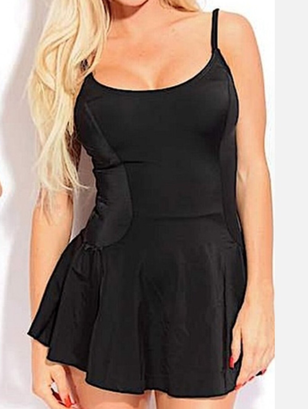 Dippin Daisy's Princess Seam Scoopneck Black One Piece Swim Dress Size 16